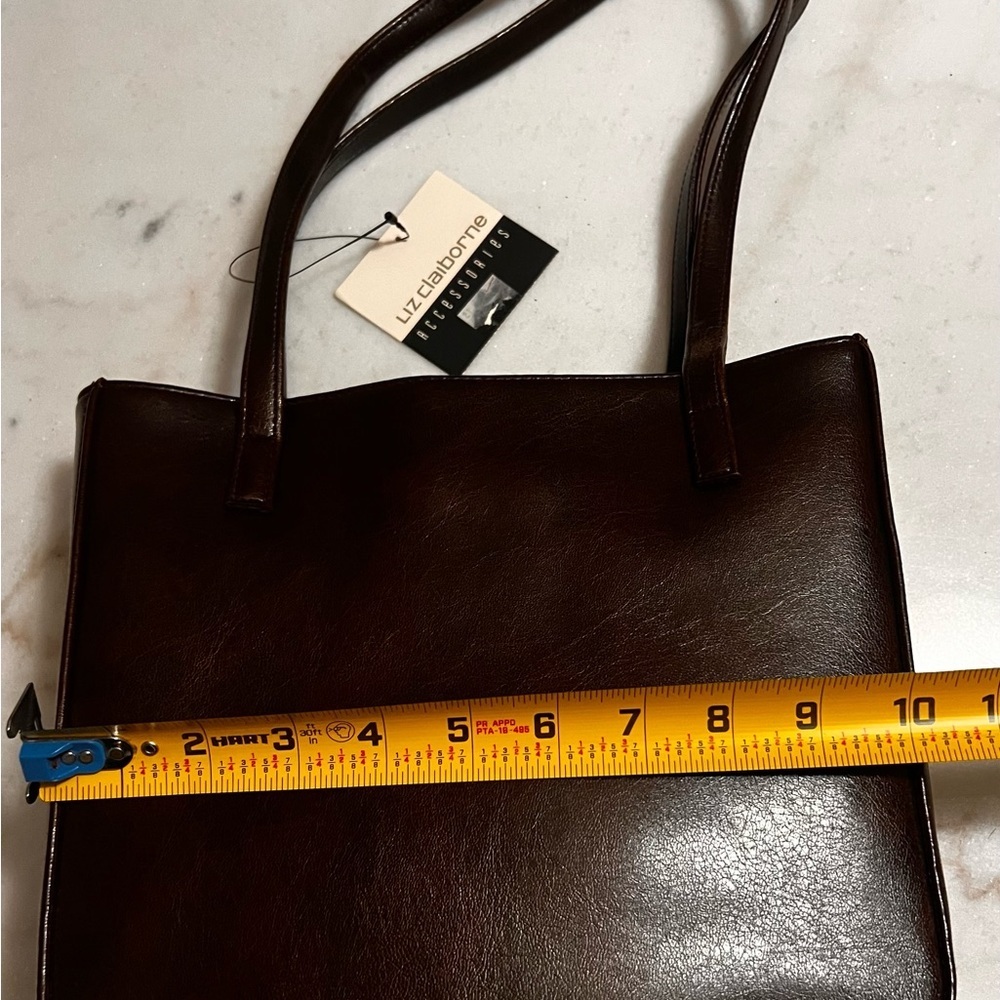 Vintage Dark Brown Faux Leather Liz Claiborne Shoulder Bag New with Tags NOS 90s - Picture 5 of 7